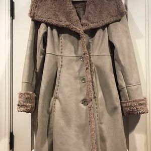 Faux suede swing coat, Jones New York